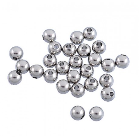 Leisure-Beads - 5x Edelstahl Perle 5x4mm Loch 1mm silberfarben Spacer Metallperle - Schmuckzubehör