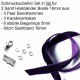 Schmuckzubehör Set lila für 15mm Halsband mit Samtband, Bandklemmen, Karabinern + Biegeringen - Schmuckzubehör Set