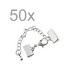 50x 10mm Bandklemme silber Verschluss mit Karabiner und Kette silberfarben - Schmuckzubehör