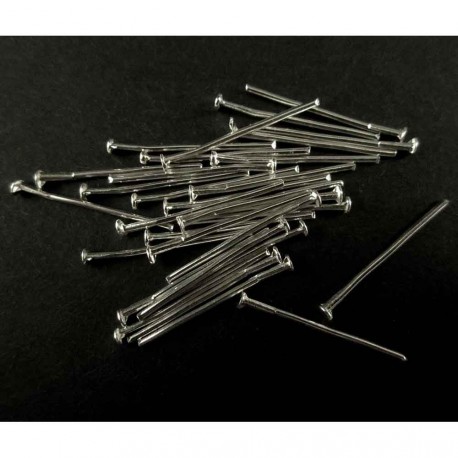 Leisure-Beads - 30 silberfarben Nietstifte 20mm Schmuckdraht mit Kopf - Schmuckzubehör