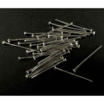 30 silberfarben Nietstifte 20mm Schmuckdraht mit Kopf - Schmuckzubehör