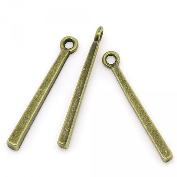 2x bronzefarben Schmuckanhänger 27x4mm stabform - Schmuckzubehör - Leisure-Beads DIY