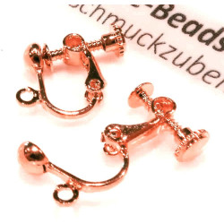2 Stück rosegoldfarben Ohrclips 14x17mm zum Clippen und Drehen goldfarben - Schmuckzubehör zum Ohrclips selbermachen