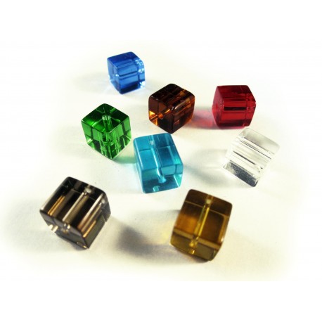 Leisure-Beads - 8x bunter Mix 10x10mm Glasperlen in Würfelform bunter Perlenmix 10x10mm Cubes - Glasschmuck Schmuckzubehör