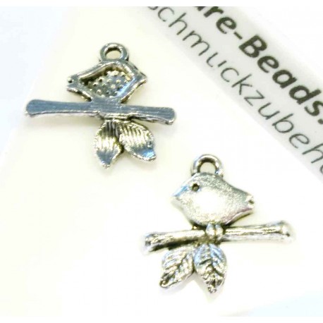 Leisure-Beads - 2x silberfarben Vogel Anhänger 17x18mm Schmuckanhänger - Schmuckzubehör
