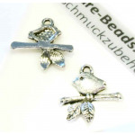 2x silberfarben Vogel Anhänger 17x18mm Schmuckanhänger - Schmuckzubehör