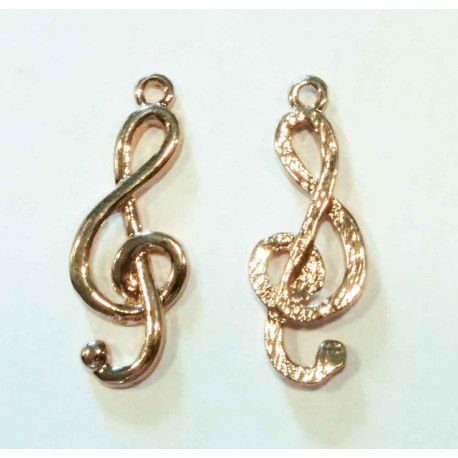 Leisure-Beads - 1x KC-GoldfarbenNotenschlüssel Anhänger 32x12mm Schmuckanhänger - Schmuckzubehör
