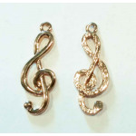 1x KC-GoldfarbenNotenschlüssel Anhänger 32x12mm Schmuckanhänger - Schmuckzubehör