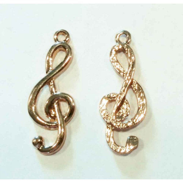 1x KC-GoldfarbenNotenschlüssel Anhänger 32x12mm Schmuckanhänger - Schmuckzubehör - Leisure-Beads DIY