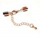 1x rosegoldfarben Klemmverschluss 35x5mm Endkappe mit Karabiner - Schmuckzubehör Endkappe