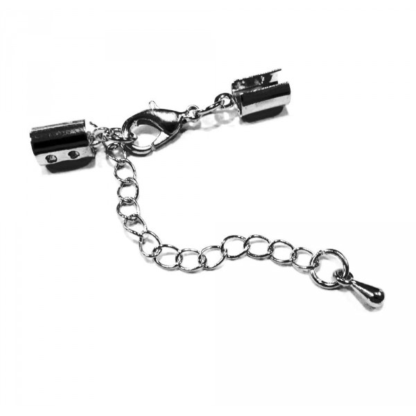 1x gunmetal Klemmverschluss 35x5mm Endkappe mit Karabiner - Schmuckzubehör Endkappe - Leisure-Beads DIY