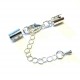 1x silber Klemmverschluss 35x5mm Endkappe mit Karabiner - Schmuckzubehör Endkappe