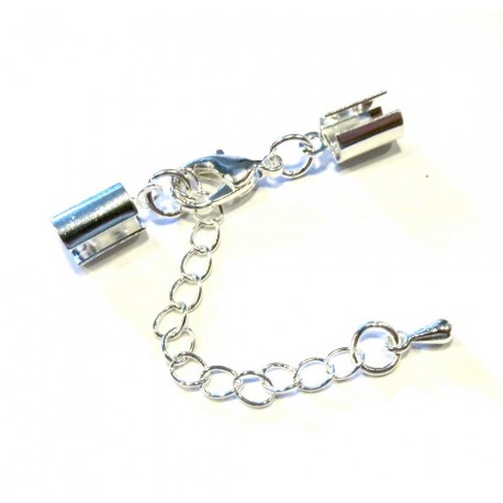 Leisure-Beads - 1x silberfarben Klemmverschluss 35x5mm Endkappe mit Karabiner - Schmuckzubehör Endkappe