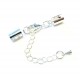 1x hellsilber Klemmverschluss 35x5mm Endkappe mit Karabiner - Schmuckzubehör Endkappe