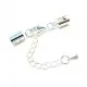 1x hellsilber Klemmverschluss 35x5mm Endkappe mit Karabiner - Schmuckzubehör Endkappe - Leisure-Beads DIY