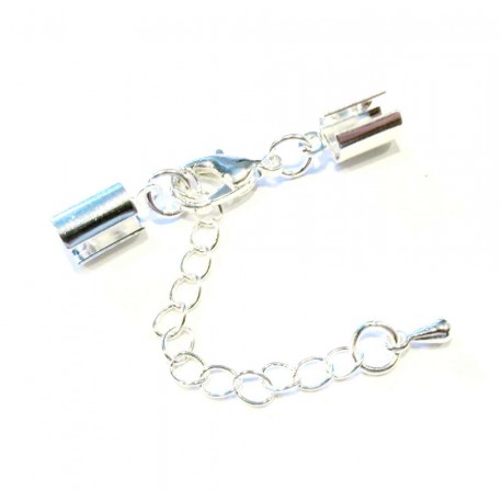 Leisure-Beads - 1x hellsilberfarben Klemmverschluss 35x5mm Endkappe mit Karabiner - Schmuckzubehör Endkappe