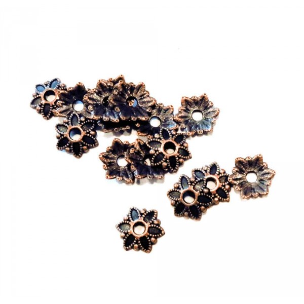 10x kupferfarben Perlenkappen 7x7mm - Schmuckzubehör - Leisure-Beads DIY