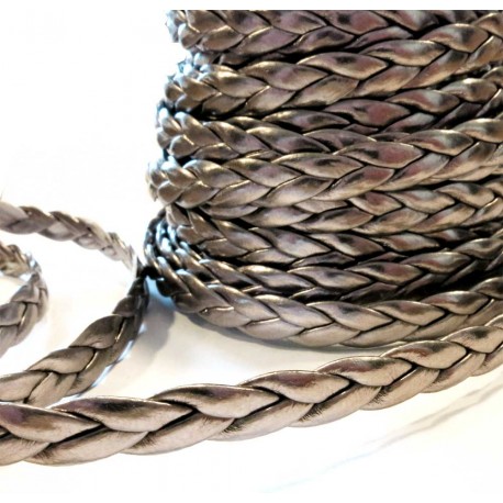 Leisure-Beads - 1m taupe PU-Lederband 7x2mm geflochten - Schmuckzubehör