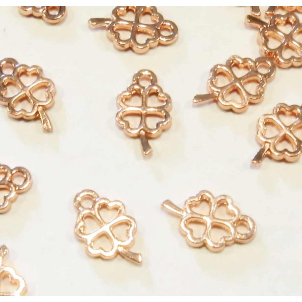 1x rosegoldfarbenes Kleeblatt 10,5x6mm Schmuckanhänger - Schmuckzubehör - Leisure-Beads DIY