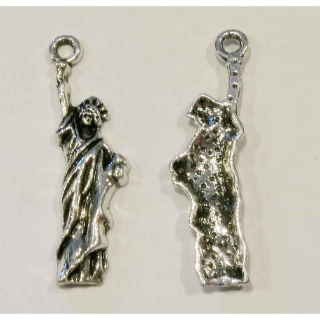 Leisure-Beads - 1x silberfarbene Freiheitsstatue Anhänger 34x10mm - Schmuckzubehör