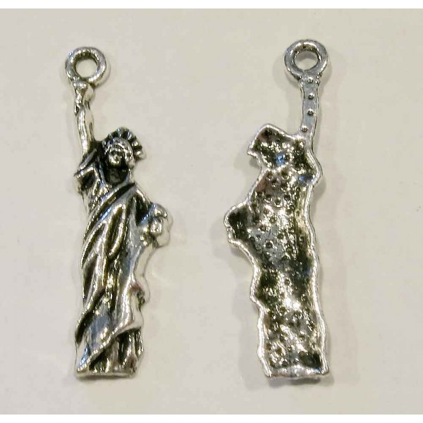 1x silberfarbene Freiheitsstatue Anhänger 34x10mm - Schmuckzubehör - Leisure-Beads DIY