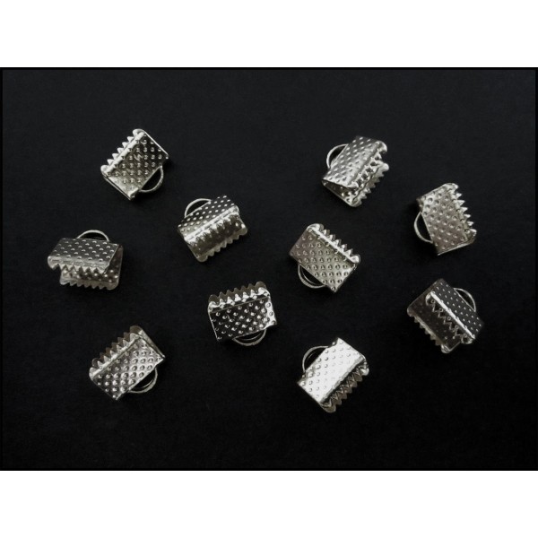10x silberfarbene Bandklemme 8mm silberfarbene Bandverbinder - Schmuckzubehör