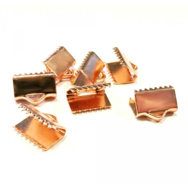10x rosegoldfarbene Bandklemme 10mm glatt - Schmuckzubehör - Leisure-Beads DIY