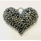 1x silberfarbenes Herz 41x32x14mm Anhänger - Schmuckzubehör