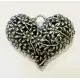 1x silberfarbenes Herz 41x32x14mm Anhänger - Schmuckzubehör - Leisure-Beads DIY