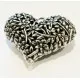 1x silberfarbenes Herz 41x32x14mm Anhänger - Schmuckzubehör - Leisure-Beads DIY