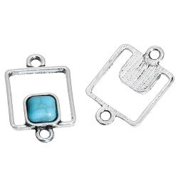 Leisure-Beads - 1x türkis silberfarbener Kettenverbinder 22x15mm Zwischenstück - Schmuckzubehör