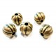 5x antikgoldfarbene Acryl Perlen 16x15mm gestreift - Schmuckzubehör