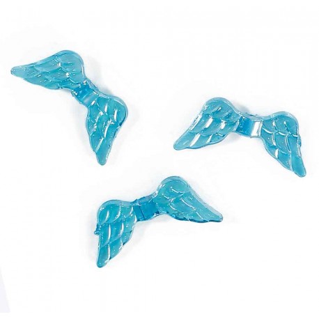 Leisure-Beads - 10x blaue Engelsflügel Acrylperlen 20x9mm mit AB-Effekt - Schmuckzubehör Acrylperlen
