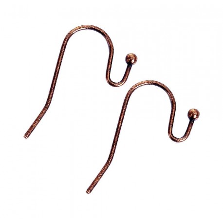 Leisure-Beads - 10x kupferfarbene Ohrhaken 21x12mm mit Stopper - Schmuckzubehör zum Ohrringe selbermachen
