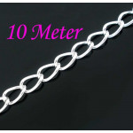 10m hellsilberfarbene Gliederkette 5x3,3x0,6mm - Schmuckzubehör