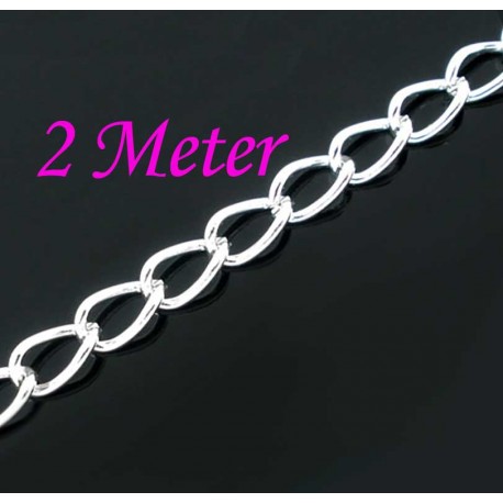 Leisure-Beads - 2m hellsilberfarbene Gliederkette 5x3,3x0,6mm - Schmuckzubehör