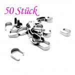 50x Edelstahl Collierschlaufe 9x7x4mm silberfarben Anhängerhaken silberfarben - Schmuckzubehör Collierschlaufe