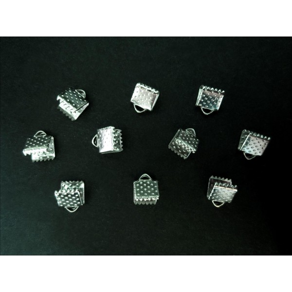 10x silberfarbene Bandklemme 6mm Bandverbinder - Schmuckzubehör
