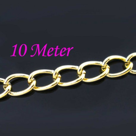Leisure-Beads - 10m goldfarbene Gliederkette 5,5x3,5x0,7mm - Schmuckzubehör