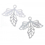 1x Edelstahl Blatt 25x23mm Schmuck Anhänger Ornament - Schmuckzubehör