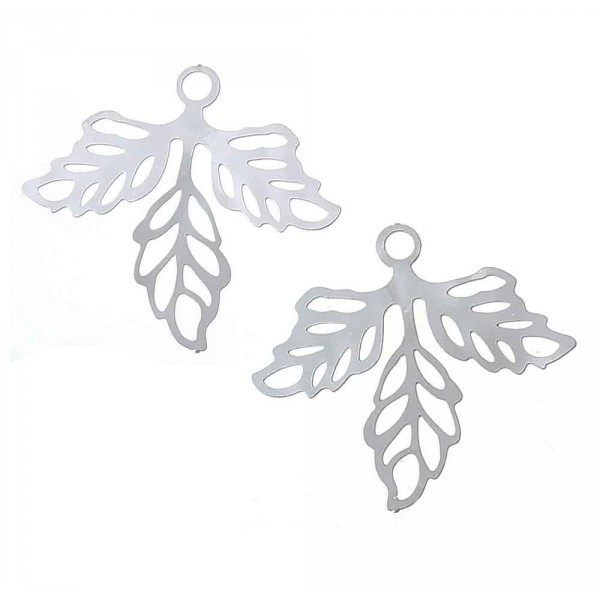 1x Edelstahl Blatt 25x23mm Schmuck Anhänger Ornament - Schmuckzubehör - Leisure-Beads DIY
