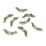 2x silberfarbene Engelsflügel 23x7mm Metallperlen - Schmuckzubehör Metallperlen