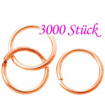 3000 rosegoldfarben Biegeringe 5mm x 0,8mm rund - Schmuckzubehör Biegering