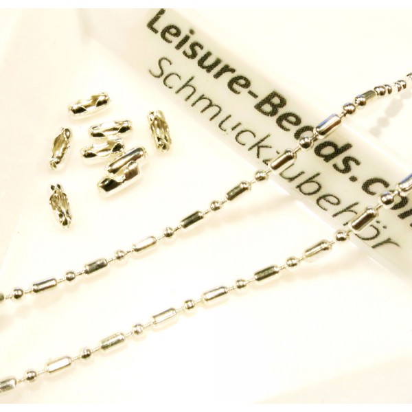 10m hellsilberfarbene Kugelkette mit Verschlüssen - Schmuckzubehör - Leisure-Beads DIY