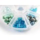 Sortierbox mit türkis Perlenmix aus Glas und Kristallglas Schmuckzubehör