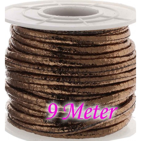 Leisure-Beads - 9m bronzefarben metallic PU Lederband 3x2mm Kunstleder - Schmuckzubehör