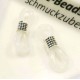 2x weiß hellsilber Brillenketten Verbinder 20x6mm aus Gummi - Schmuckzubehör