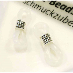 2x weiß hellsilber Brillenketten Verbinder 20x6mm aus Gummi - Schmuckzubehör