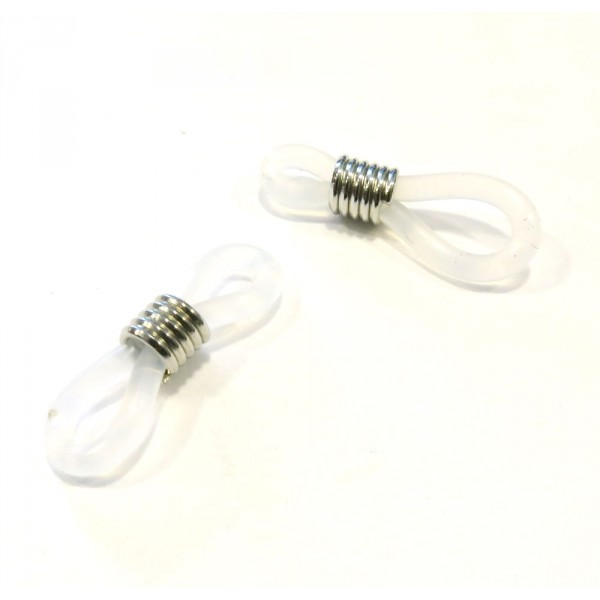 2x weiß silberfarbene Brillenketten Verbinder - Schmuckzubehör - Leisure-Beads DIY