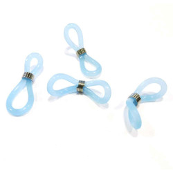 2x hellblau gunmetal Brillenösen 20x6mm aus Gummi - Schmuckzubehör